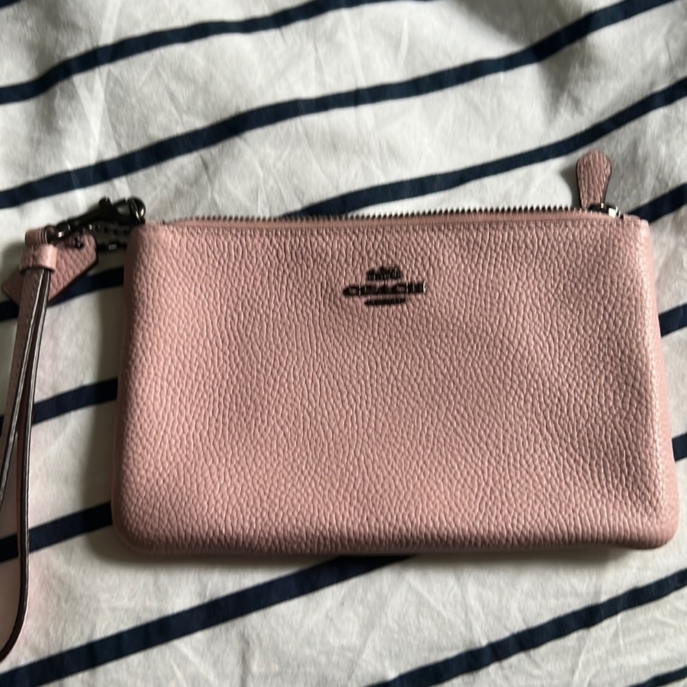 Coach pink leather wristlet